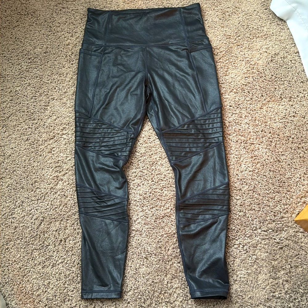 Athleta moto tights - size SP - dark gray almost black